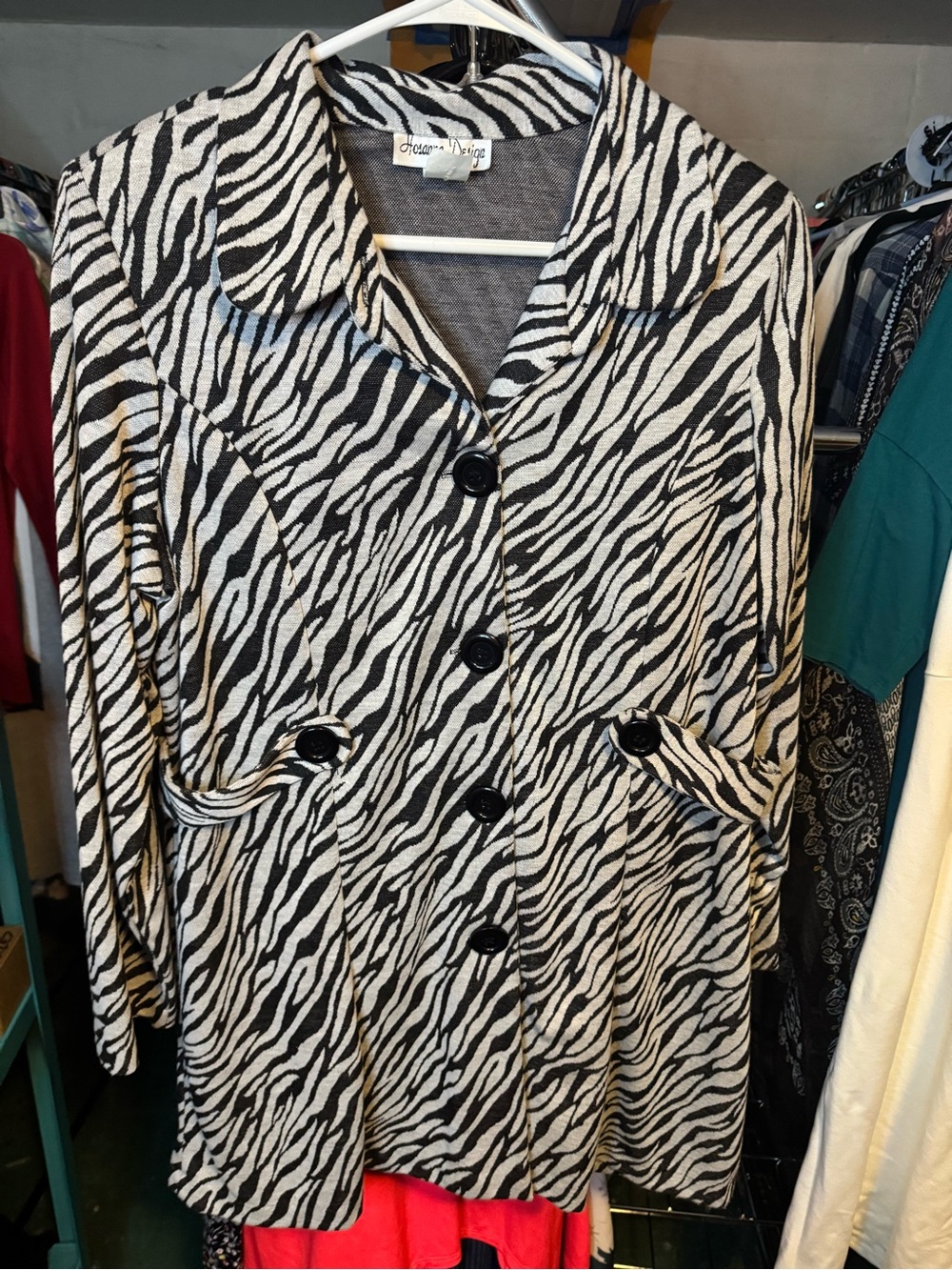 Hosanna NWT Zebra Print Button-Front Jacket - Black & White